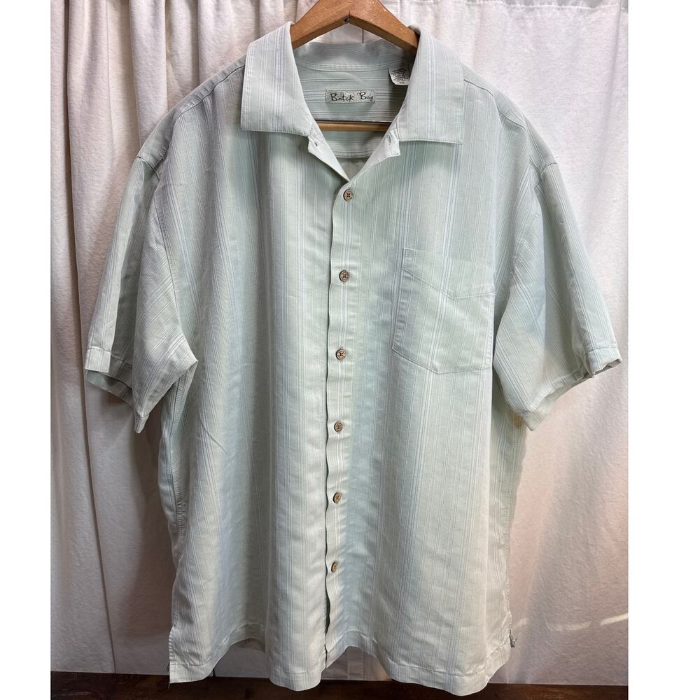 Batik Bay Camp Collar Striped Detail Short Sleeve Button Down Shirt Men Size XXL
